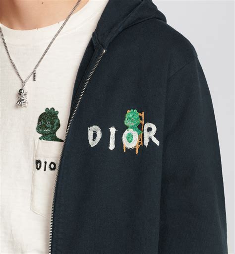 dior zip up|dior casual hooded sweatshirt.